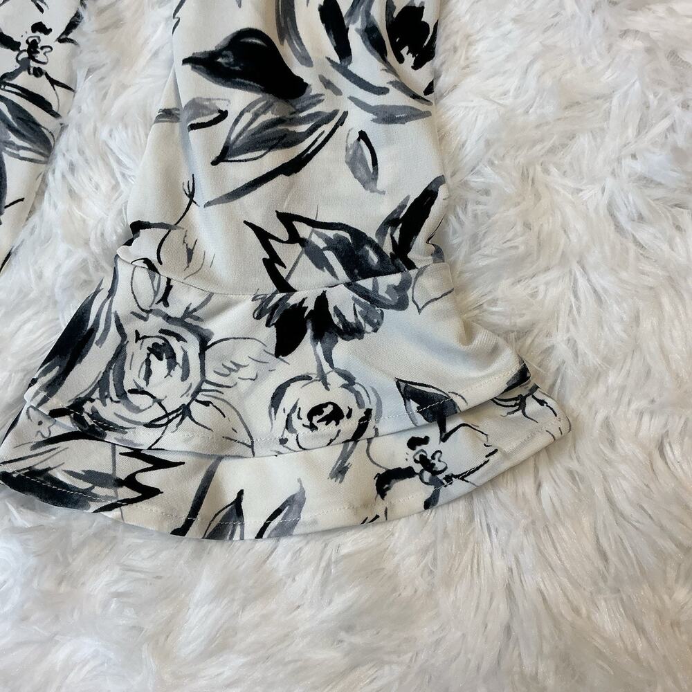 Karl Lagerfeld Paris Women’s Small 3/4 Sleeve Floral White/black Blouse - Picture 4 of 10